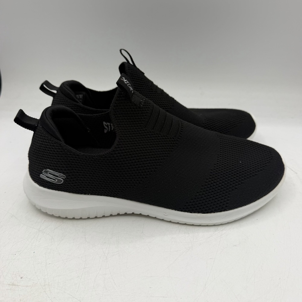 Skechers Ultra Flex Shoes Womens Sz 8.5 Black White Slip On Sneakers 12837TX